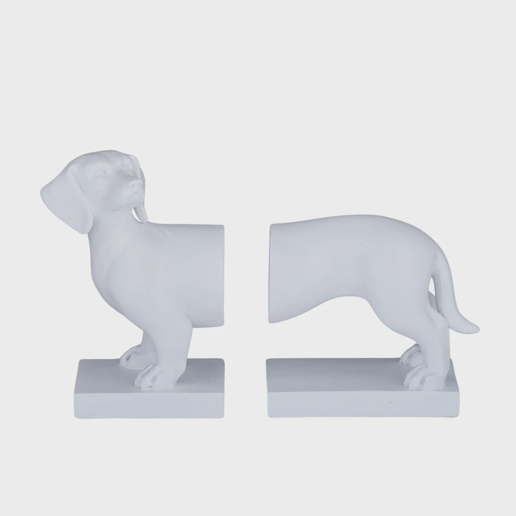 Woof Woof S/2 Bookends White