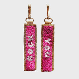 Beaded You Rock Keychain