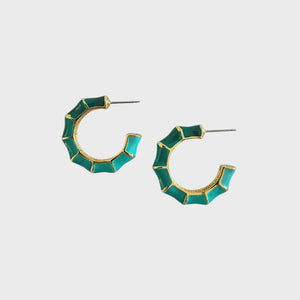 Enamel Hoop Earring Green
