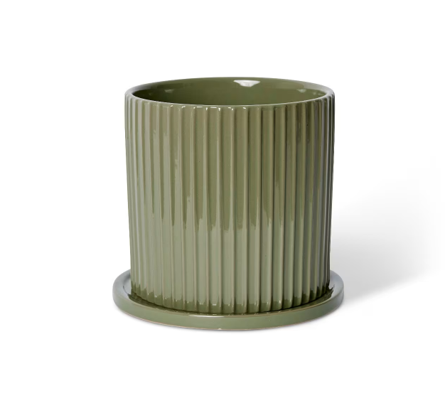 Quinn Pot W/ Saucer Green / 20cm