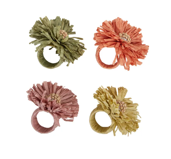 Flora Raffia Napkin Rings