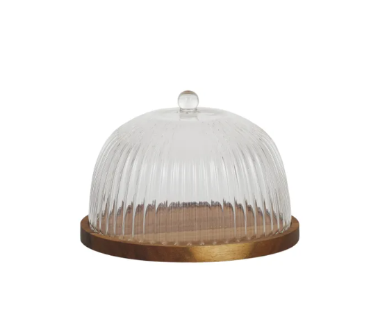 Bosco Glass/Wood Cheese Dome 15cm