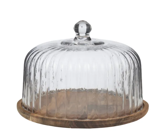 Bosco Glass/Wood Cake Dome 20cm