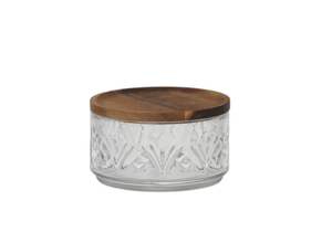 Aleah Glass/Wood Bowl With Lid 9cm