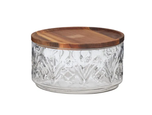 Aleah Glass/Wood Bowl With Lid 11cm