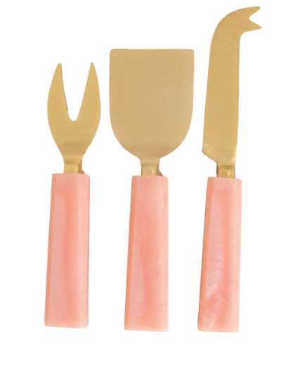 Stainless Steel & Resin Cheese Knives S/3 Blush