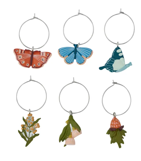 Nancy Bird S/6 Resin Wine Charms