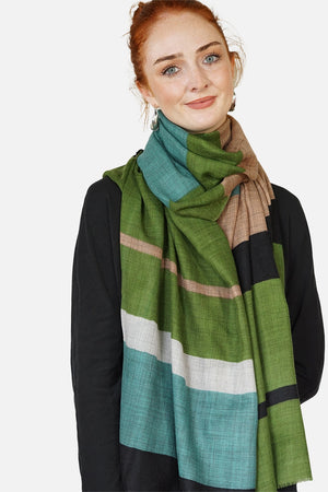 Wool Horizontal Bars Scarf Cool