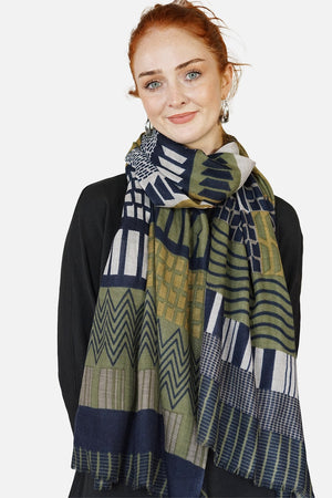 Wool Patterned Stripes Scarf