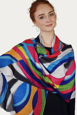 Wool Reflected Swirls Scarf