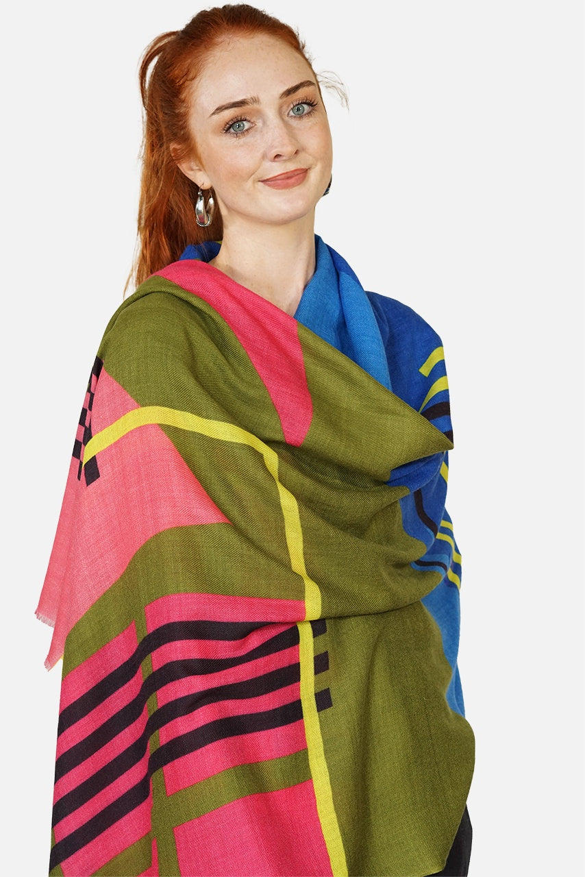 Wool Simple Geometry Shawl