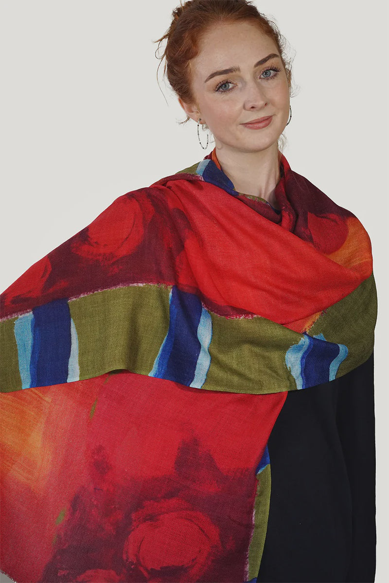 Wool Painted Bars Scarf