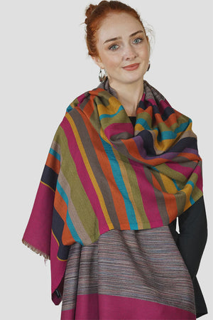 Wool Woven Strips Scarf