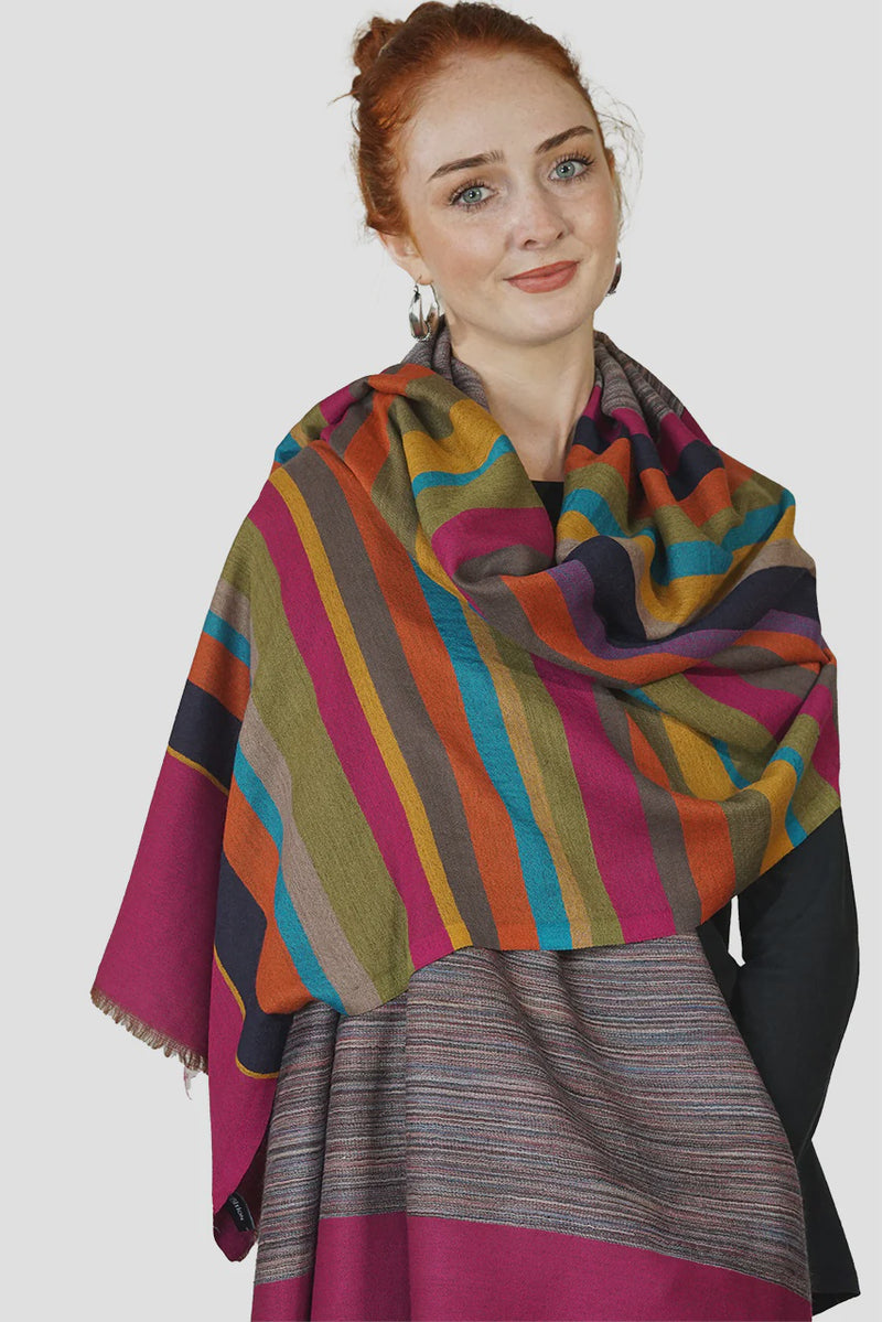 Wool Woven Strips Scarf