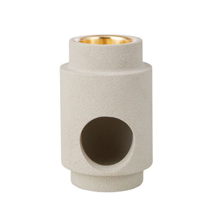 Sandblasted Sandstone Oil Burner / White & Brass