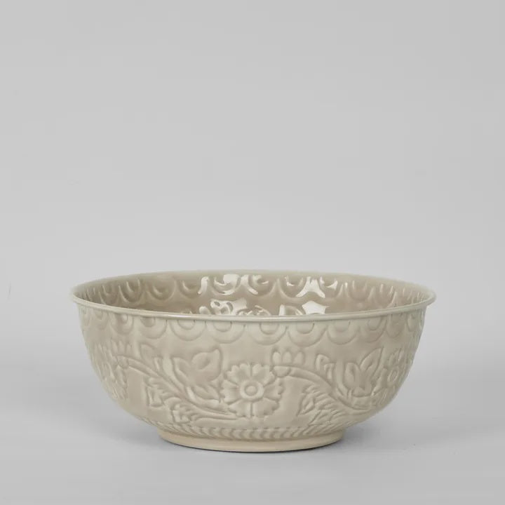 Enamel Bowl Embossed Taupe