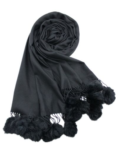 Cashmere Scarf with Pom Pom