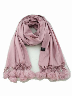 Cashmere Scarf with Pom Pom