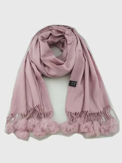 Cashmere Scarf with Pom Pom