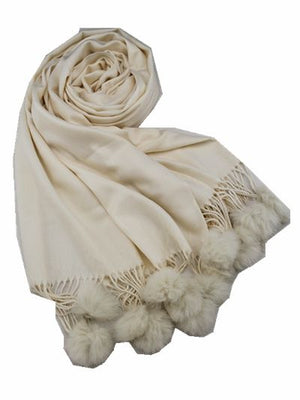 Cashmere Scarf with Pom Pom