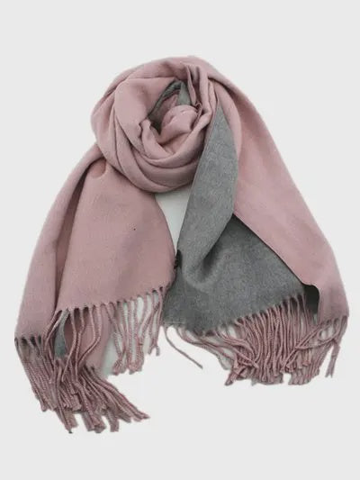 Double Sided Scarf Light Grey And Pink