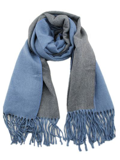Double Sided Scarf Denim Blue And Grey