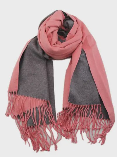 Double Sided Scarf Salmon Grey