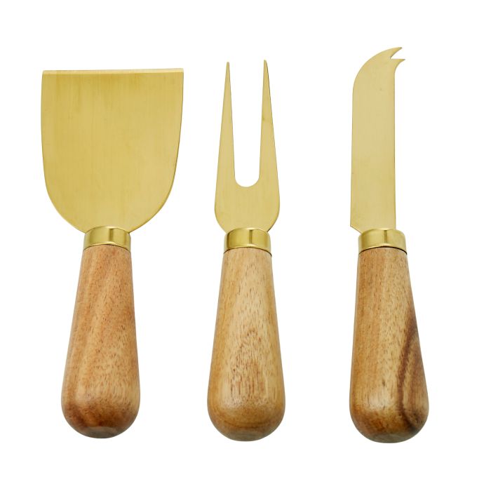 Acacia & Brass S/3 Cheese Knives