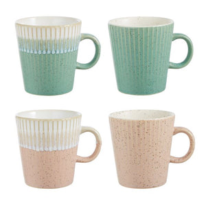 Fluted Mug S/4 Pink & Green