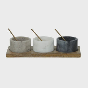 Marais S/3 Marble Bowls With Tray