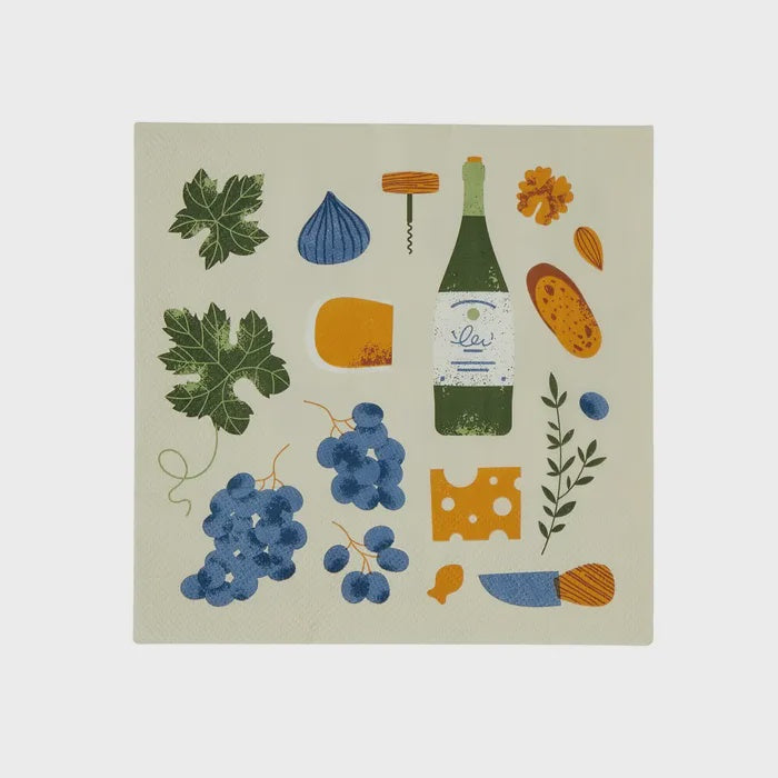 Wine & Cheese Napkin 20pk