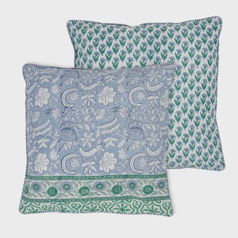 Anika Cotton Block Cushion Emerald 50cm