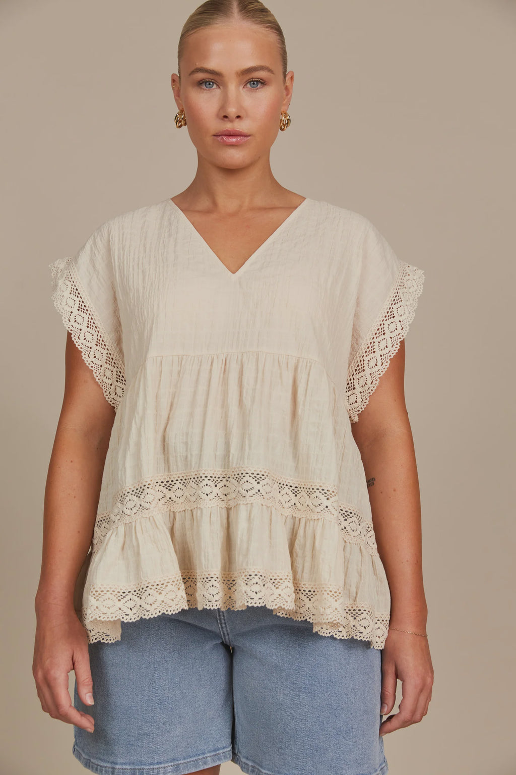 Fleur VNeck Top Canvas