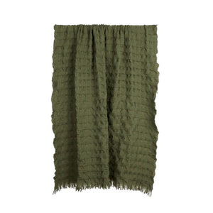 Ridge Waffle Throw Green