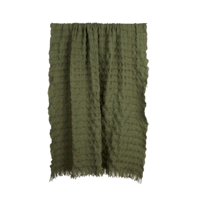 Ridge Waffle Throw Green