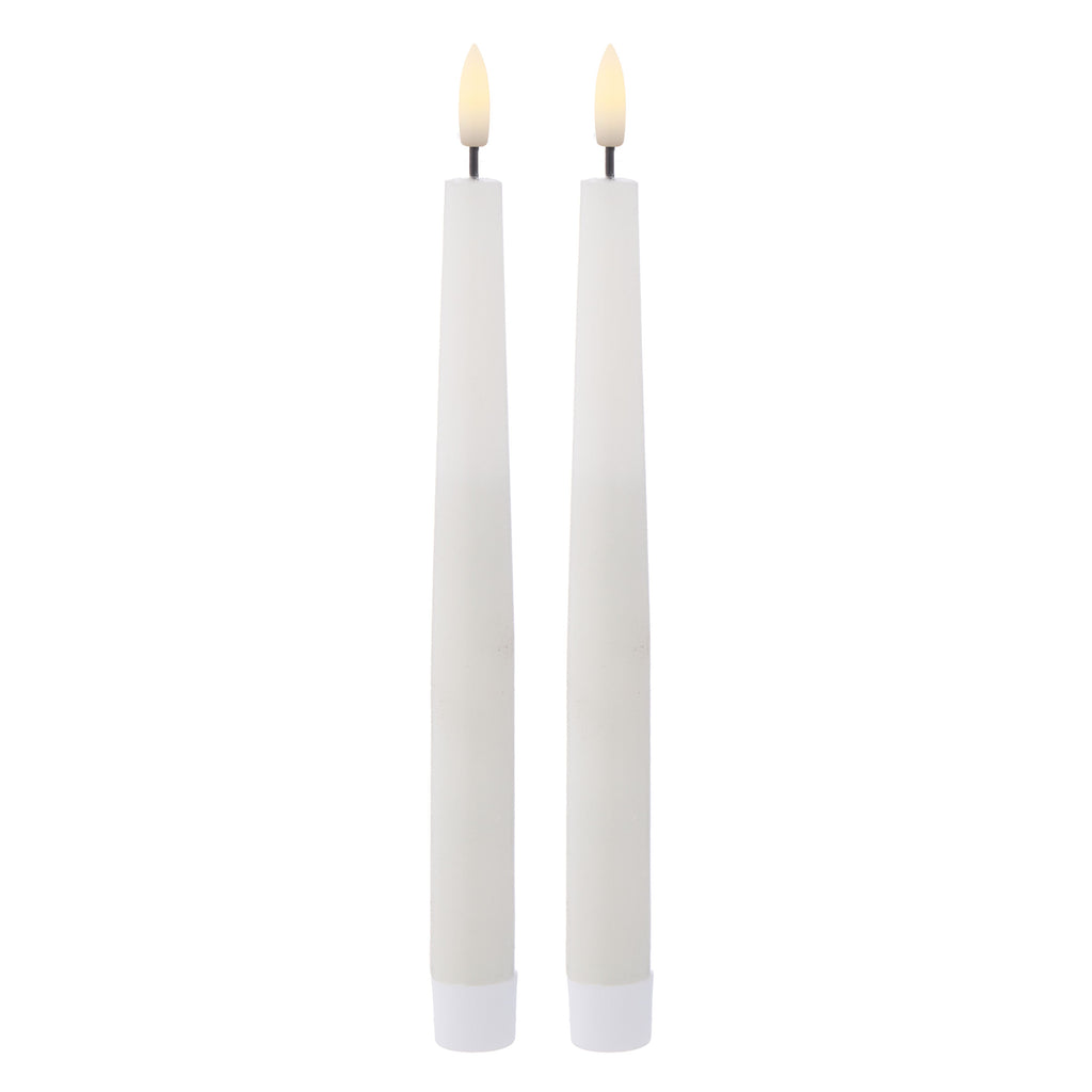 Hughe LED Taper Candles S/2 White