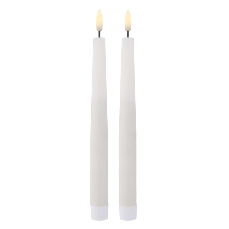 Hughe LED Taper Candles S/2 White