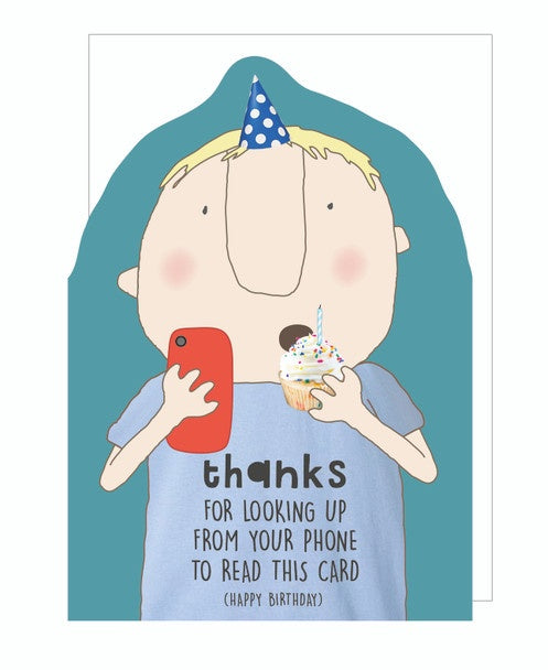Die Cut Phone Boy Card