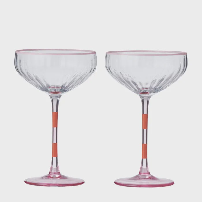 Lena S/2 Glass Rib Coupe Pink/Orange