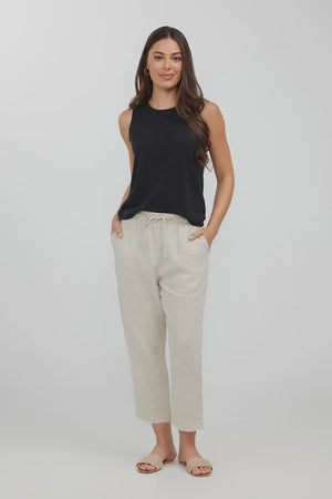 Lido 3/4 Linen Pant Natural