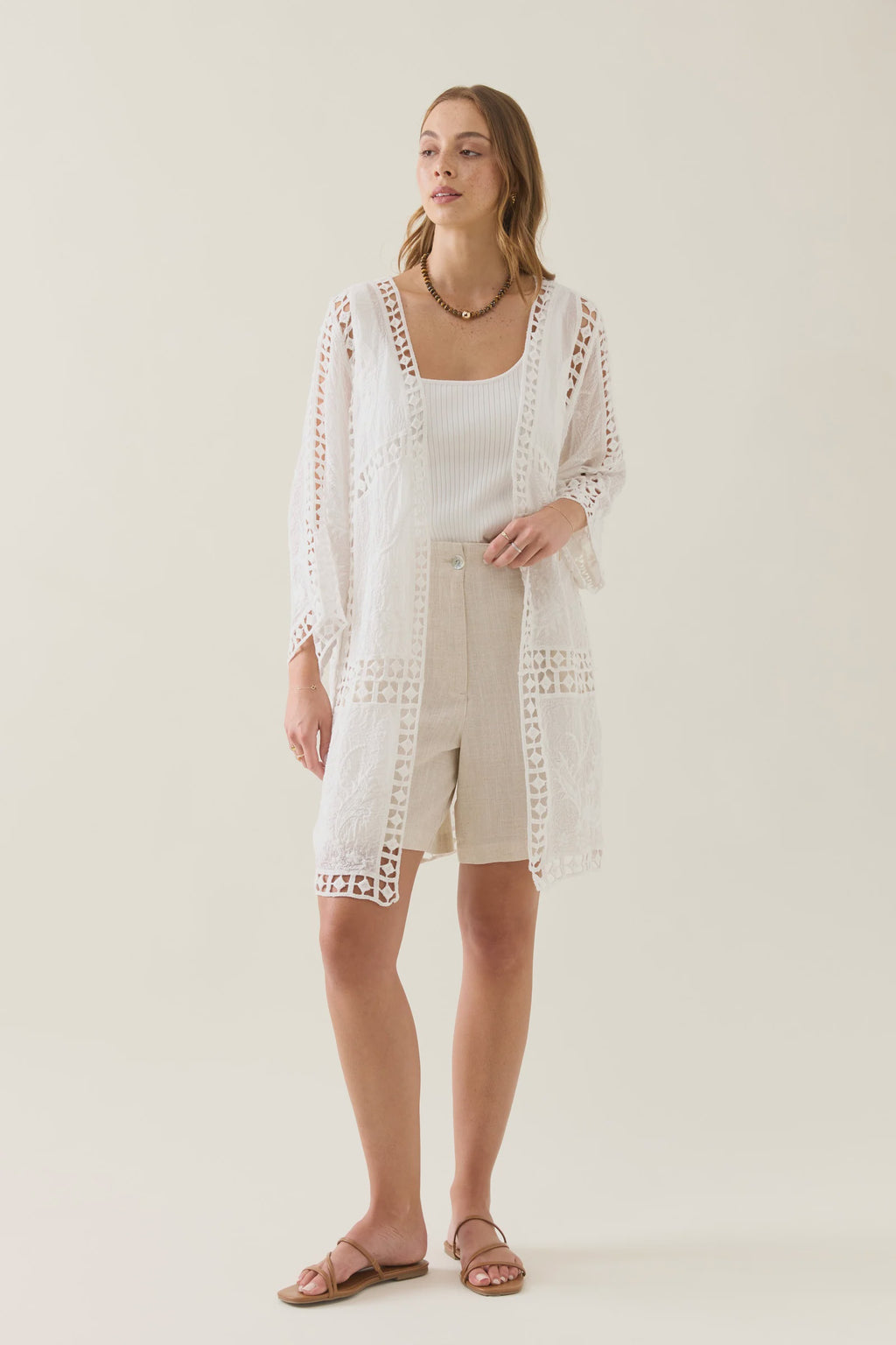 Oline Lace Kimono Lotus/ONE SIZE