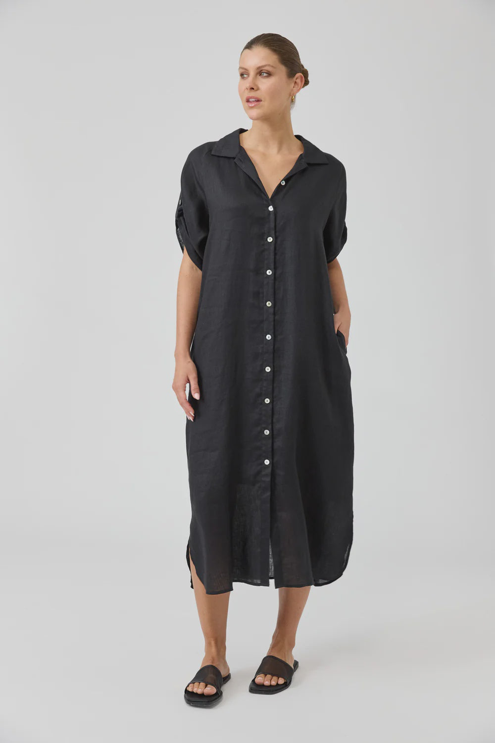 Studio Shirt Dress Ebony