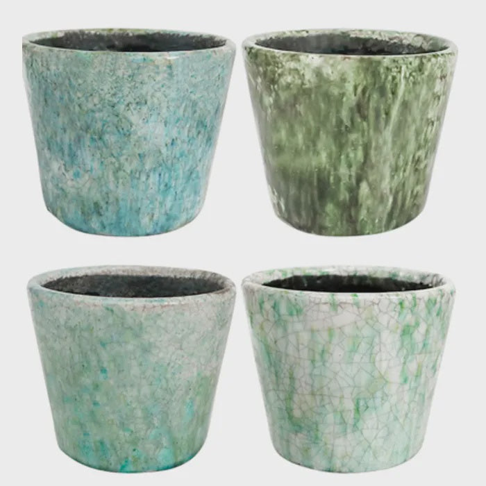 Vintage Glaze Pot Green Assorted