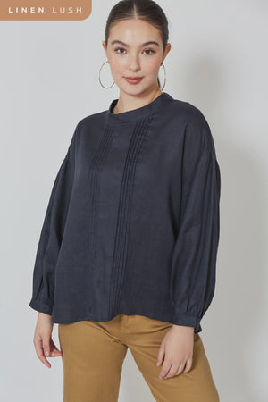 Wintour Pleat Blouse Ink