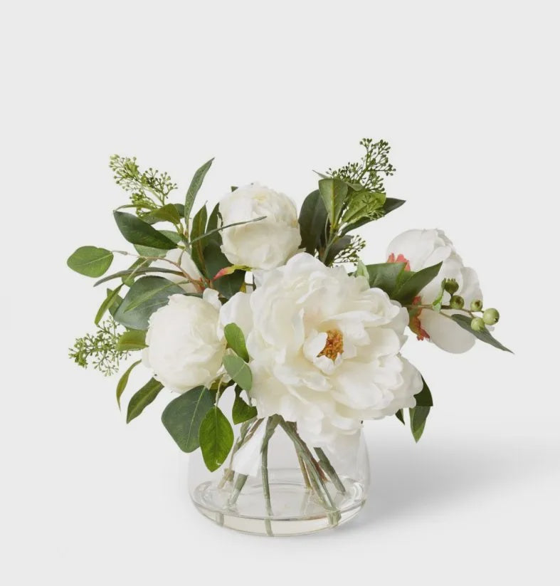 Peony Mix In Allira Vase White 36cm