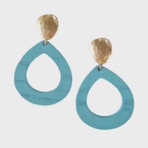 Stacey Teardrop Wood Earring Aqua