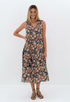 Cascade Bloom Dress Navy