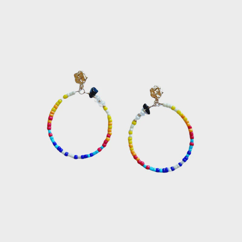Rainbow and Pearl Bead Earing