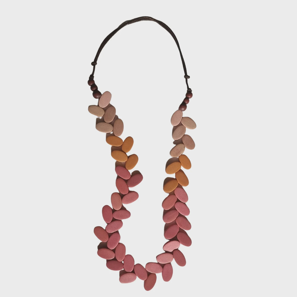 Alani Wooden Necklace Pink