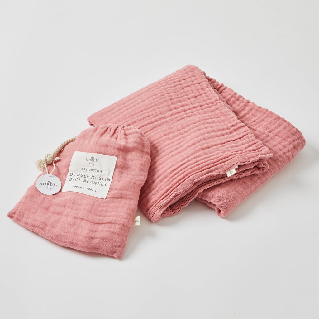 Dusty Rose Double Muslin Cotton Blanket